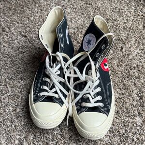 Converse Black High-Top Sneakers with Red Heart Logo